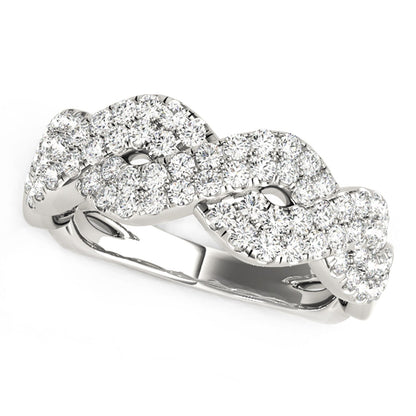Anillo de ondas entrelazadas con diamantes en oro blanco de 14k (5/8 qt)