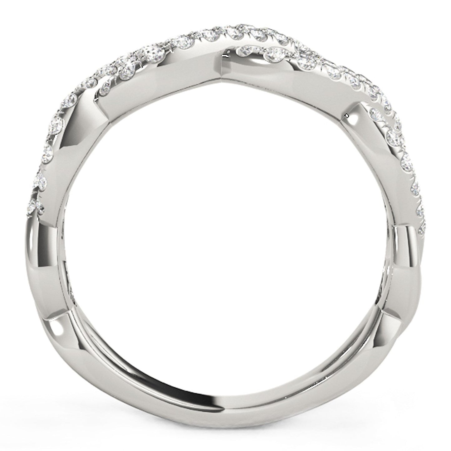 Anillo de ondas entrelazadas con diamantes en oro blanco de 14k (5/8 qt)
