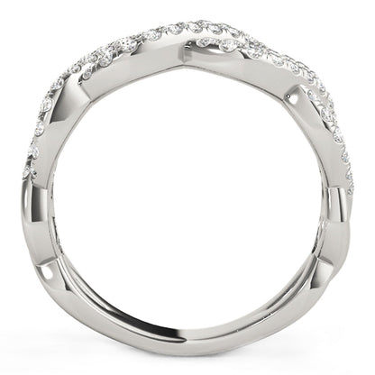 Anillo de ondas entrelazadas con diamantes en oro blanco de 14k (5/8 qt)