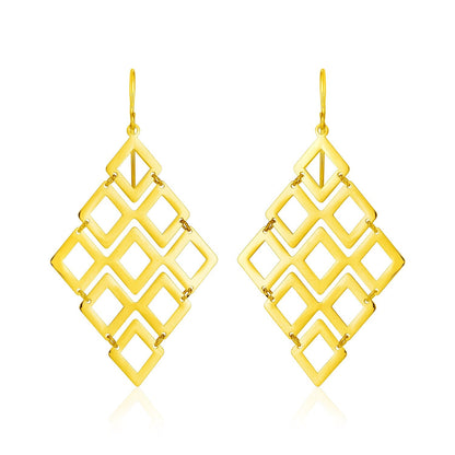 Pendientes de oro amarillo de 14k con motivos de diamantes abiertos pulidos