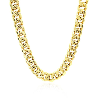 Cadena Cubana de Miami Semisólida de Oro Amarillo de 14k de 7.5mm