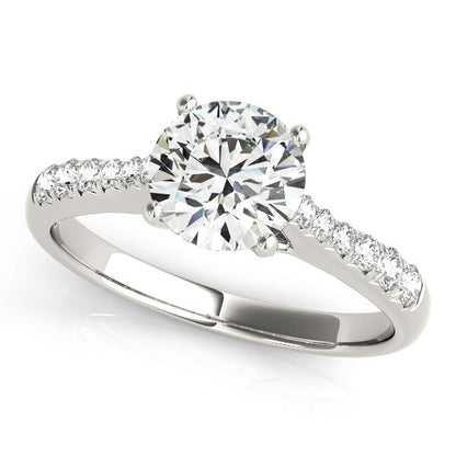 Anillo de compromiso de oro blanco de 14k con diamante de talla redonda (1 5/8 qt)