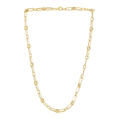 Cadena de eslabones Rondel de oro amarillo de 14k de alto pulido tipo clip
