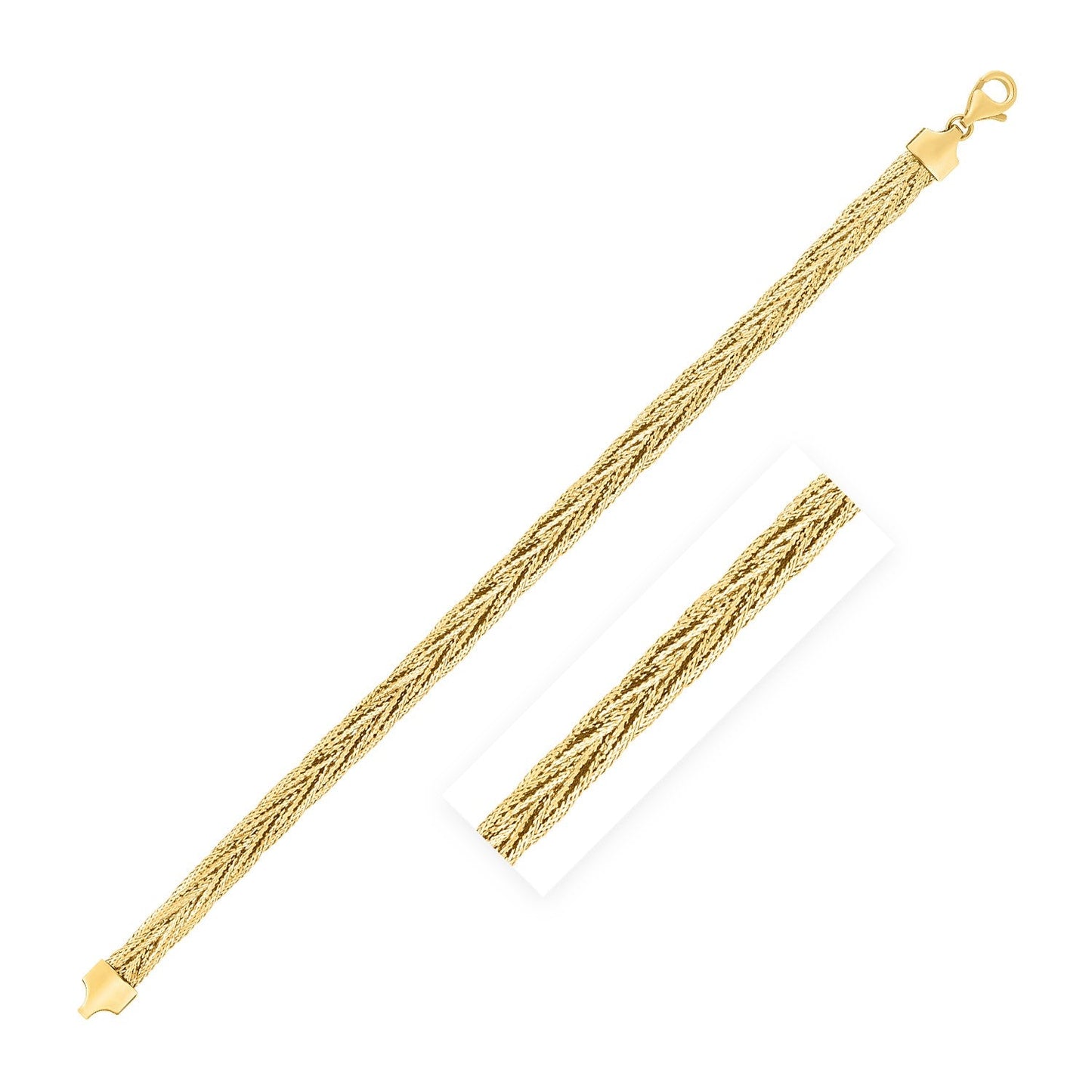 Pulsera trenzada de Rapunzel de oro amarillo de 14k (6.00 mm)