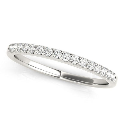 Alianza de boda de oro blanco de 14k con diamantes y engaste festoneado (1/6 cttw)