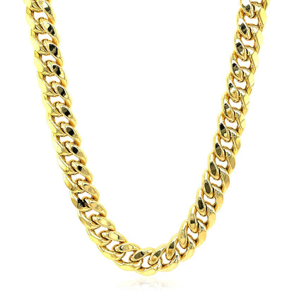 Cadena cubana Miami semirrígida de oro amarillo de 10k y 9,15 mm
