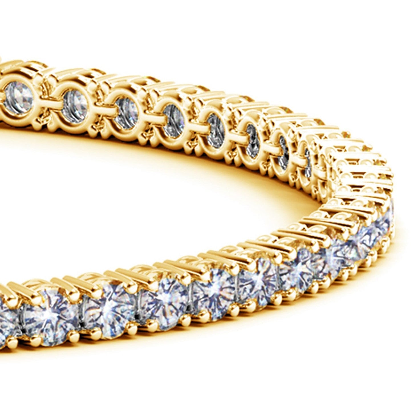 Pulsera de tenis de oro amarillo de 14 quilates con diamantes redondos cultivados en laboratorio (7 qt F/G VS2/SI1)