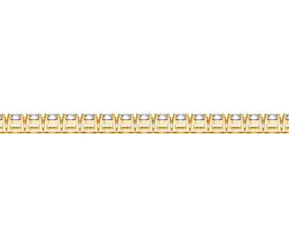 Pulsera de tenis de oro amarillo de 14 quilates con diamantes redondos cultivados en laboratorio (7 qt F/G VS2/SI1)