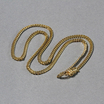 Cadena cubana clásica maciza de Miami de oro amarillo de 14k y 3,2 mm