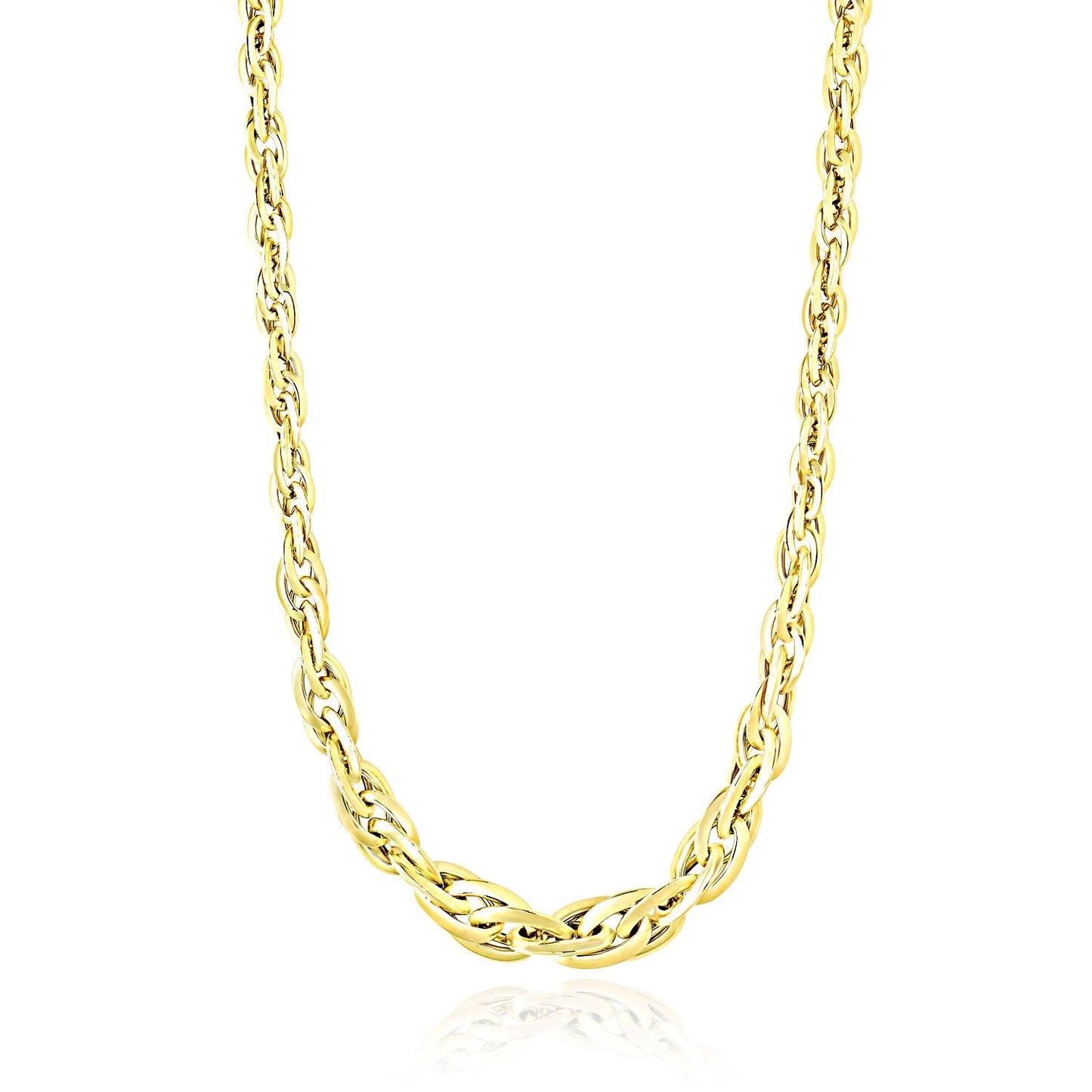 Cadena tipo eslabón doble ovalado pulido de oro amarillo de 14k