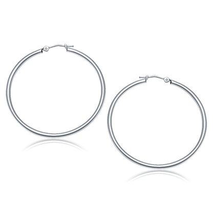 Pendientes de aro pulidos de oro blanco de 10k (40 mm)