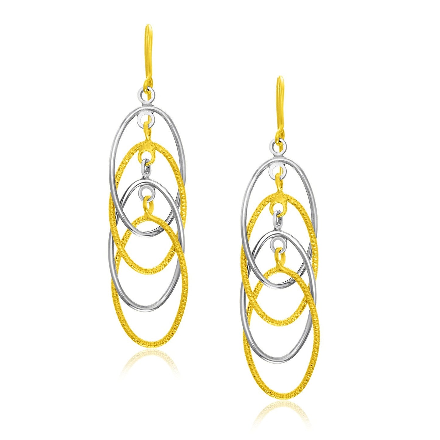 Pendientes entrecruzados de oro de 14k de dos tonos y varias capas