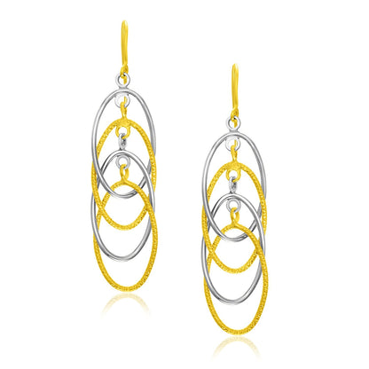 Pendientes entrecruzados de oro de 14k de dos tonos y varias capas