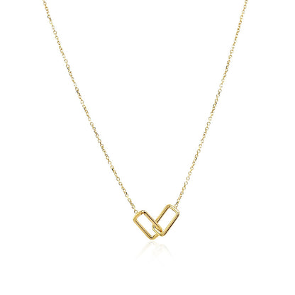 Collar de oro amarillo de 14k con pequeños rectángulos entrelazados