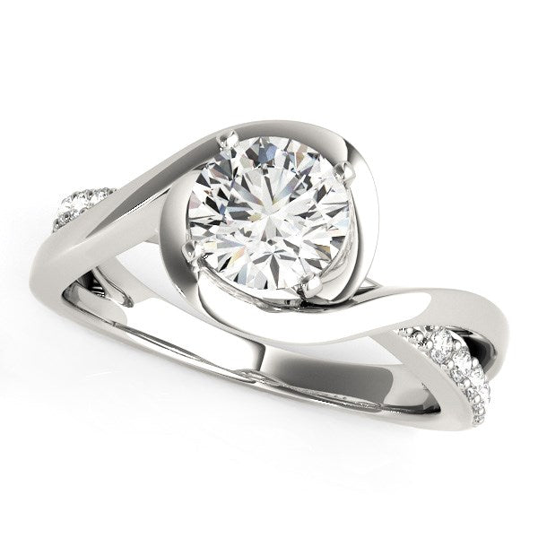 Anillo de compromiso de oro blanco de 14k con diamantes redondos y banda dividida (1 1/8 cttw)