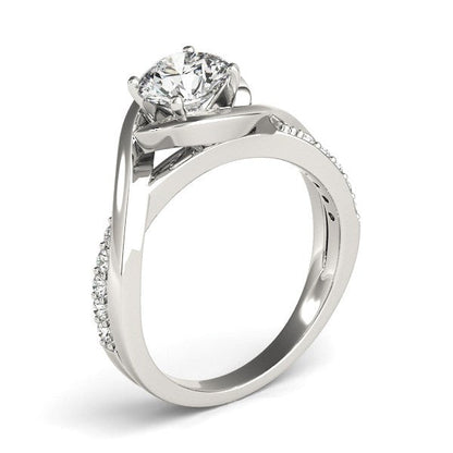 Anillo de compromiso de oro blanco de 14k con diamantes redondos y banda dividida (1 1/8 cttw)