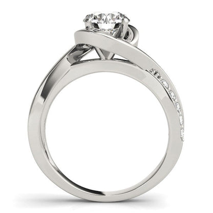 Anillo de compromiso de oro blanco de 14k con diamantes redondos y banda dividida (1 1/8 cttw)