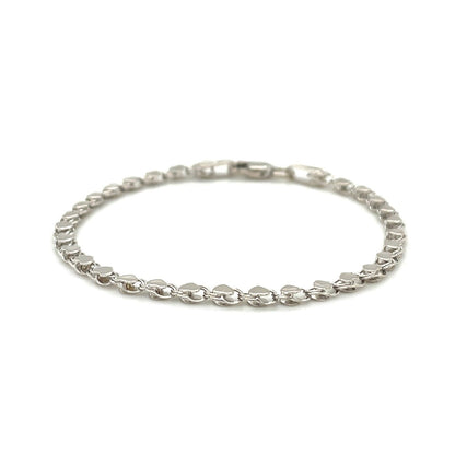 Tobillera de Corazón de Oro Blanco de 14k de 2.9mm