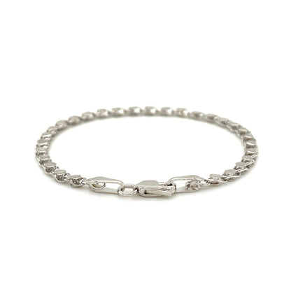 Tobillera de Corazón de Oro Blanco de 14k de 2.9mm