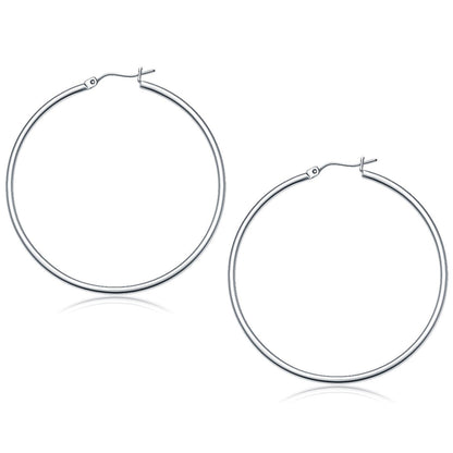 Pendientes de aro pulidos de oro blanco de 10 quilates (50 mm)