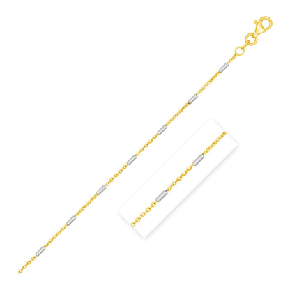 Cadena con eslabones de barra en oro bicolor de 14k (1.4mm)