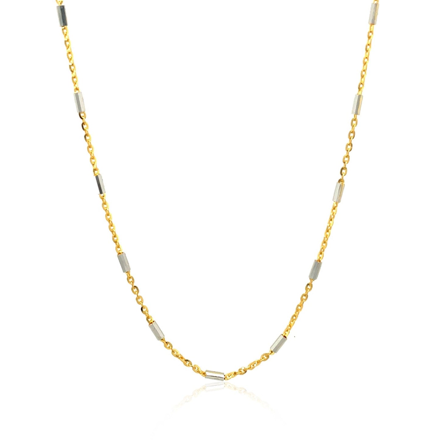 Cadena con eslabones de barra en oro bicolor de 14k (1.4mm)