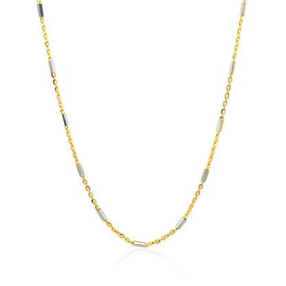 Cadena con eslabones de barra en oro bicolor de 14k (1.4mm)