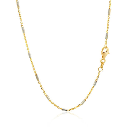 Cadena con eslabones de barra en oro bicolor de 14k (1.4mm)