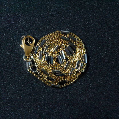 Cadena con eslabones de barra en oro bicolor de 14k (1.4mm)