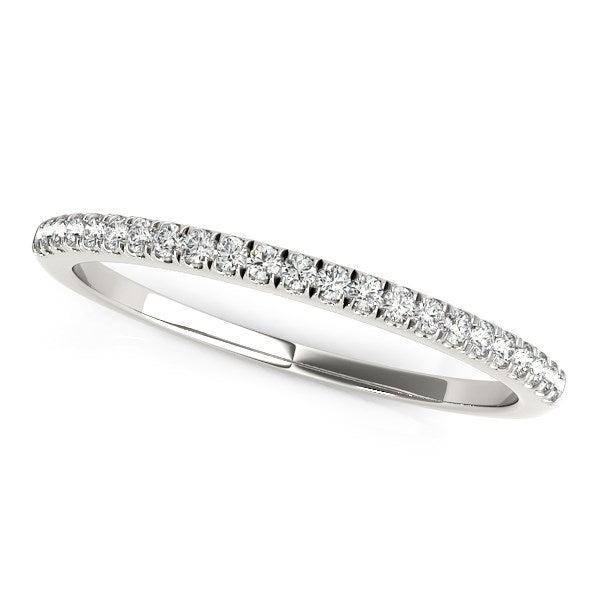 Anillo de boda de diamantes (0,12 ct. de peso total) de oro blanco de 14k con engaste estilo festoneado