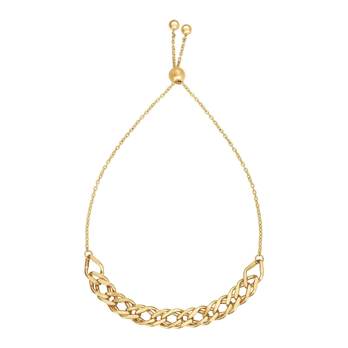 Pulsera de cadena ajustable en oro amarillo de 14k