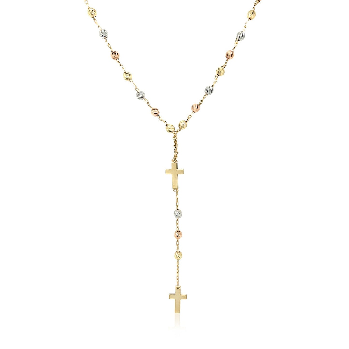Cadena de Rosario de Oro Tricolor de 14k