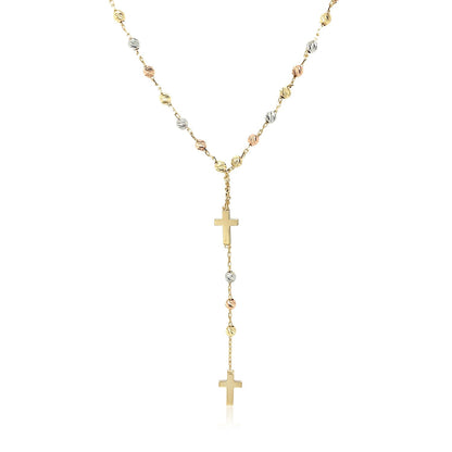 Cadena de Rosario de Oro Tricolor de 14k