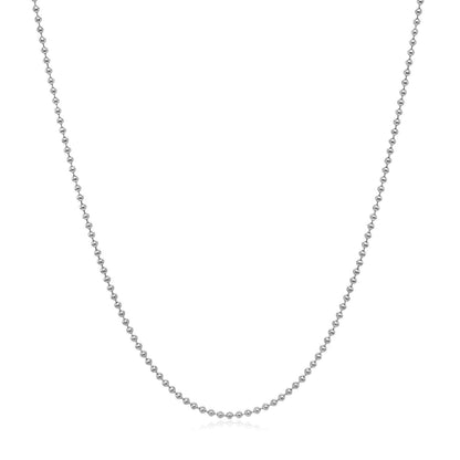 Cadena de bolas de oro blanco de 14k de 1.0mm