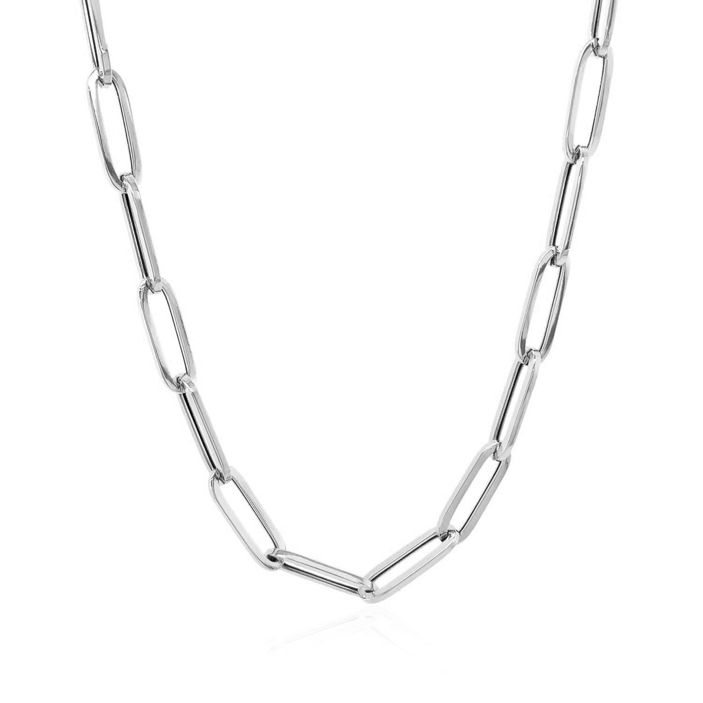 Cadena de eslabones ovalados gruesa de oro blanco de 14k (4.2 mm)