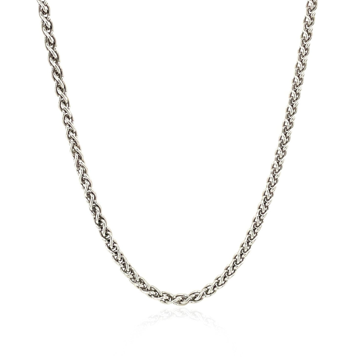 Cadena de trigo de plata de ley rodiada de 2,6 mm