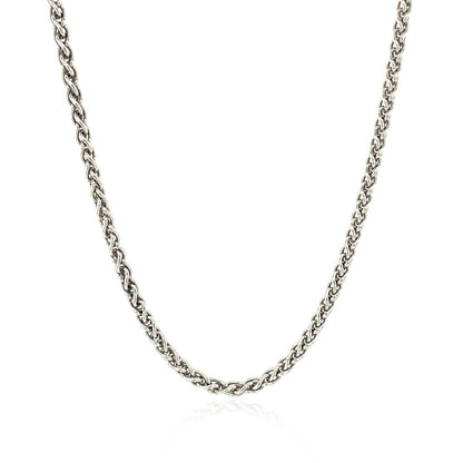 Cadena de trigo de plata de ley rodiada de 2,6 mm