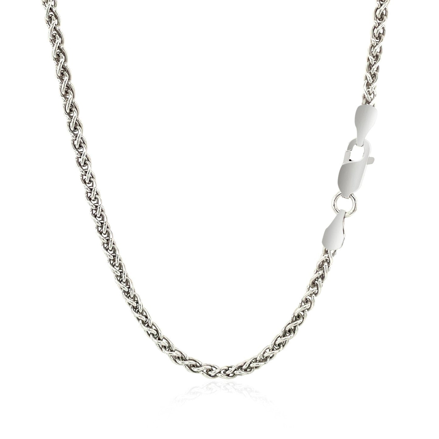 Cadena de trigo de plata de ley rodiada de 2,6 mm