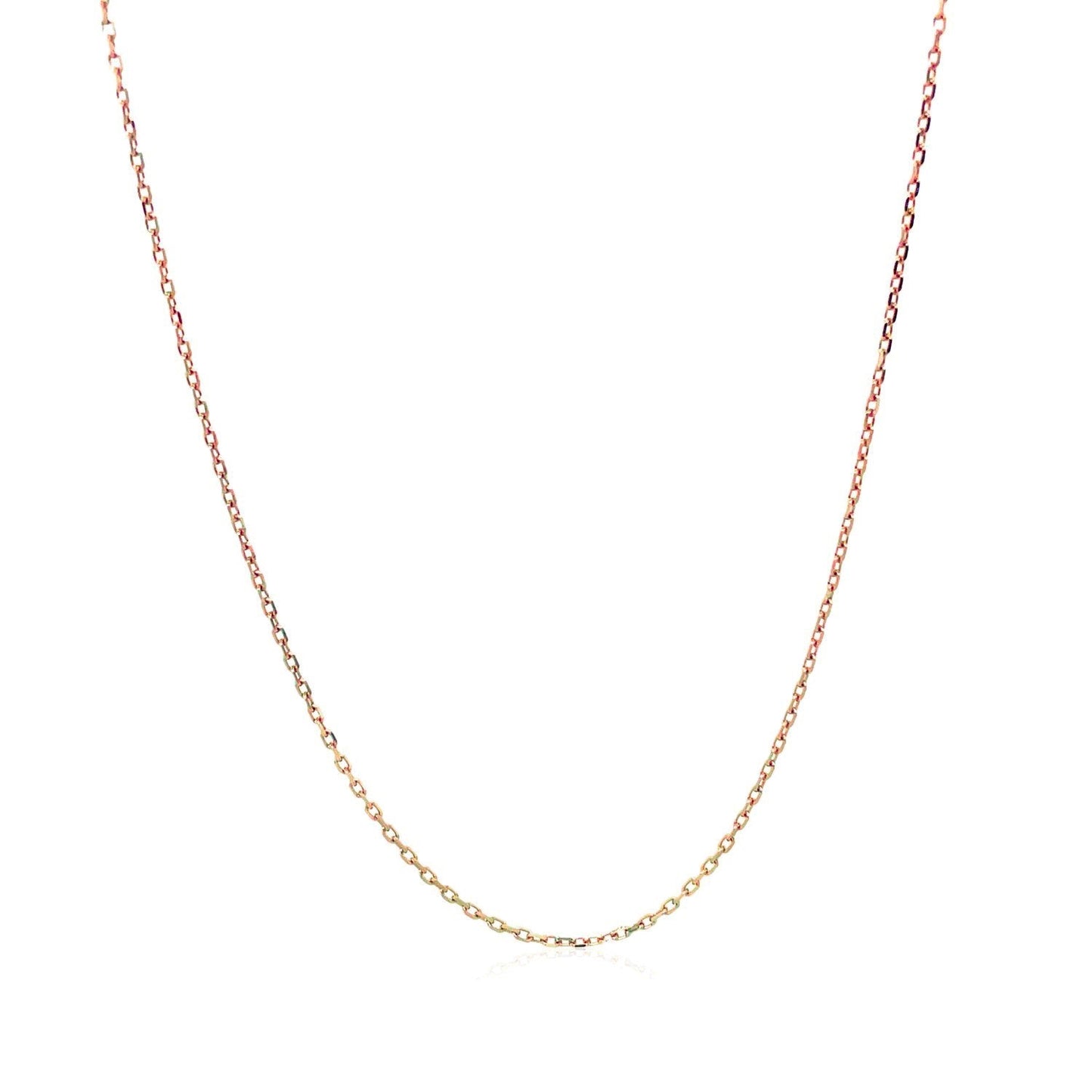 Cadena de eslabones de cable con corte de diamante en oro rosa de 18k (0.75 mm)