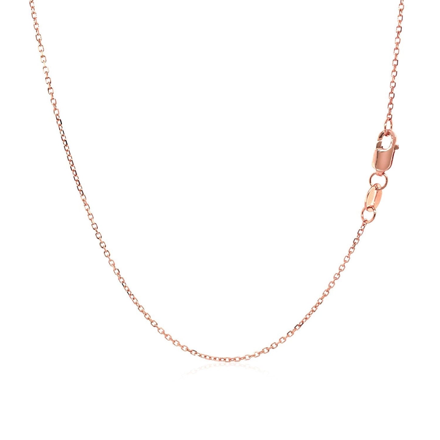 Cadena de eslabones de cable con corte de diamante en oro rosa de 18k (0.75 mm)