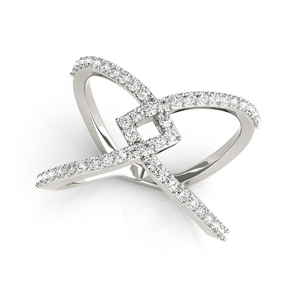 Anillo de oro blanco de 14 quilates con diseño elegante entrelazado y diamantes (1/2 quilates en total)