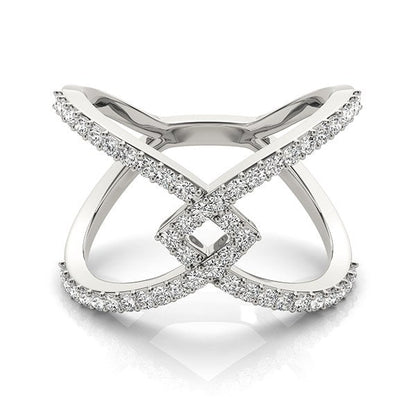 Anillo de oro blanco de 14 quilates con diseño elegante entrelazado y diamantes (1/2 quilates en total)