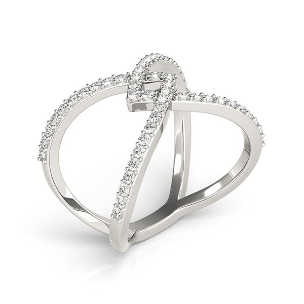 Anillo de oro blanco de 14 quilates con diseño elegante entrelazado y diamantes (1/2 quilates en total)