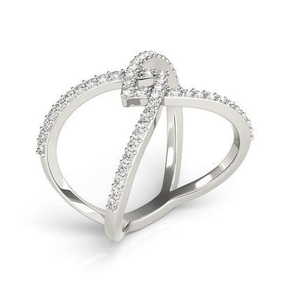 Anillo de oro blanco de 14 quilates con diseño elegante entrelazado y diamantes (1/2 quilates en total)