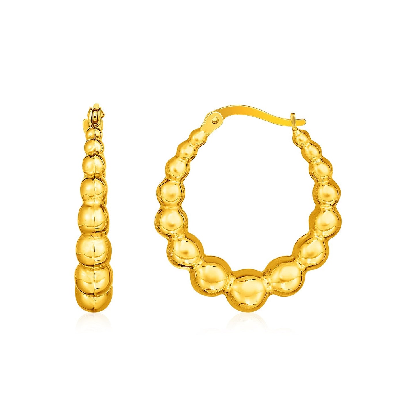 Pendientes de aro de oro amarillo de 14k con esferas graduadas