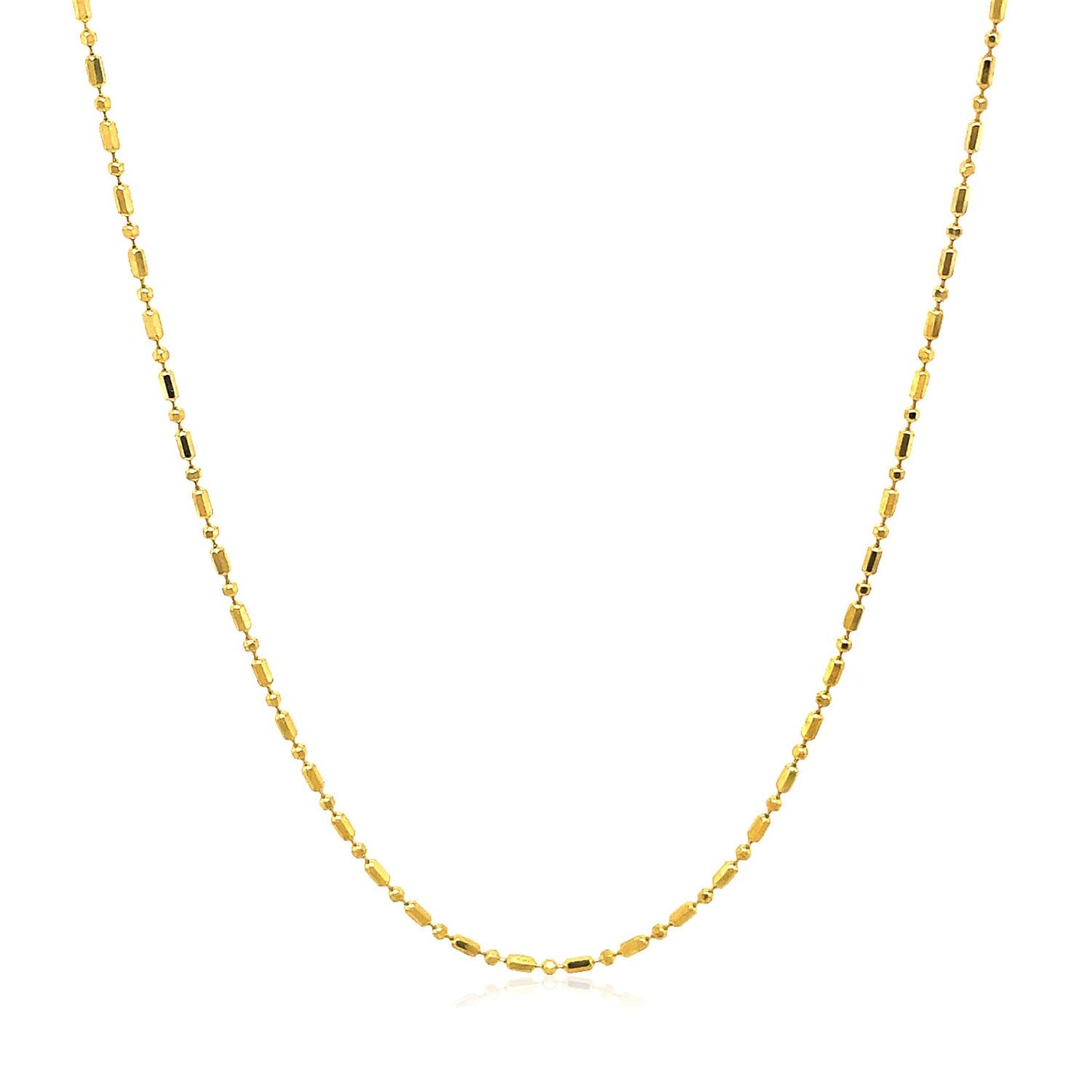 Cadena de oro amarillo de 14k de 1.0mm con cuentas facetadas