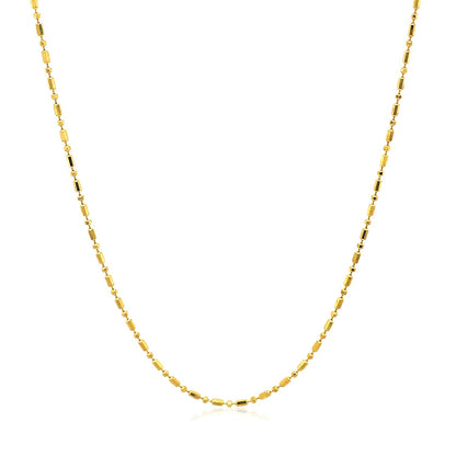 Cadena de oro amarillo de 14k de 1.0mm con cuentas facetadas