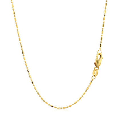 Cadena de oro amarillo de 14k de 1.0mm con cuentas facetadas