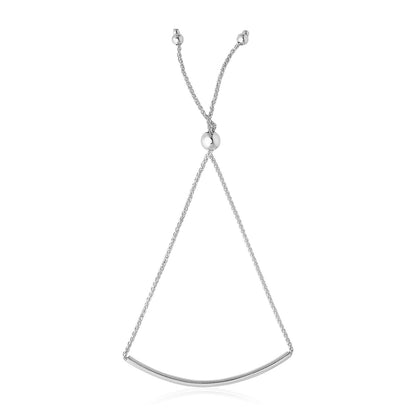 Pulsera de 14k de oro blanco con diseño de barra curva lisa tipo lariat