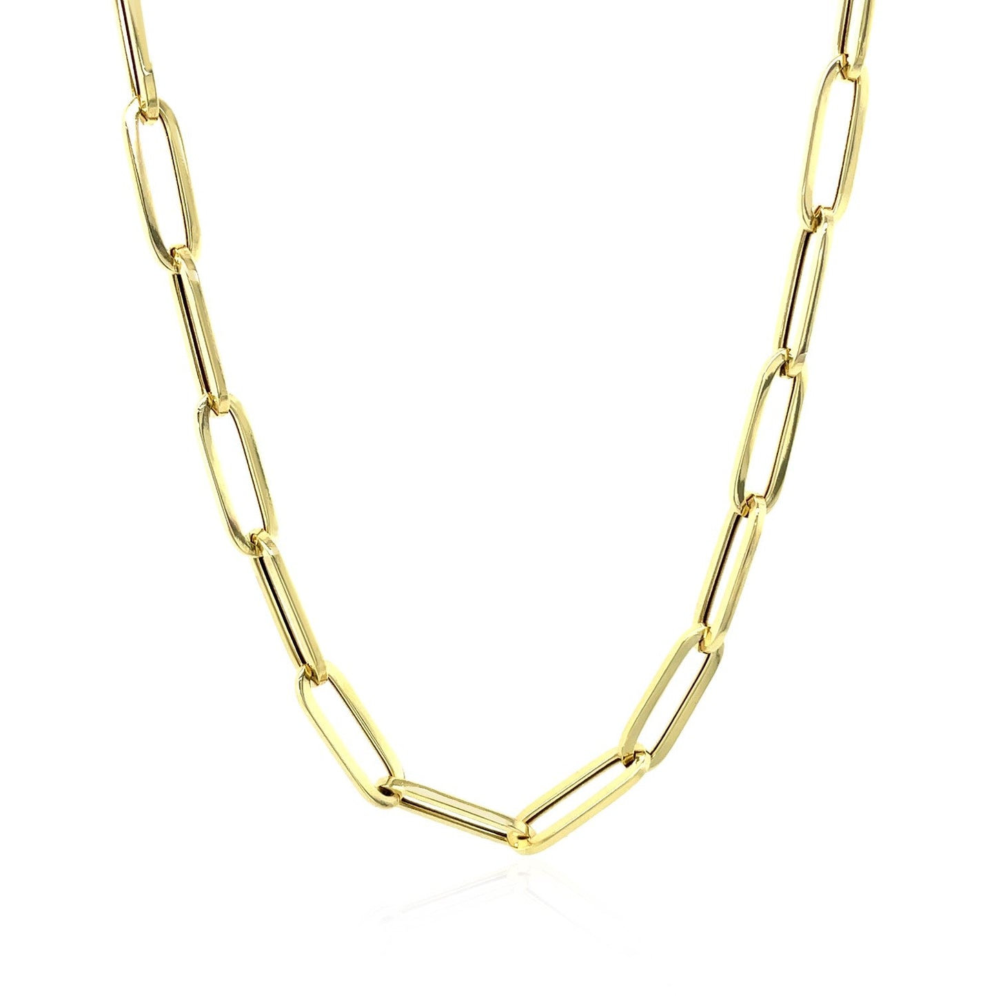 Cadena de eslabones ovalados gruesos de oro amarillo de 14K (4.2 mm)